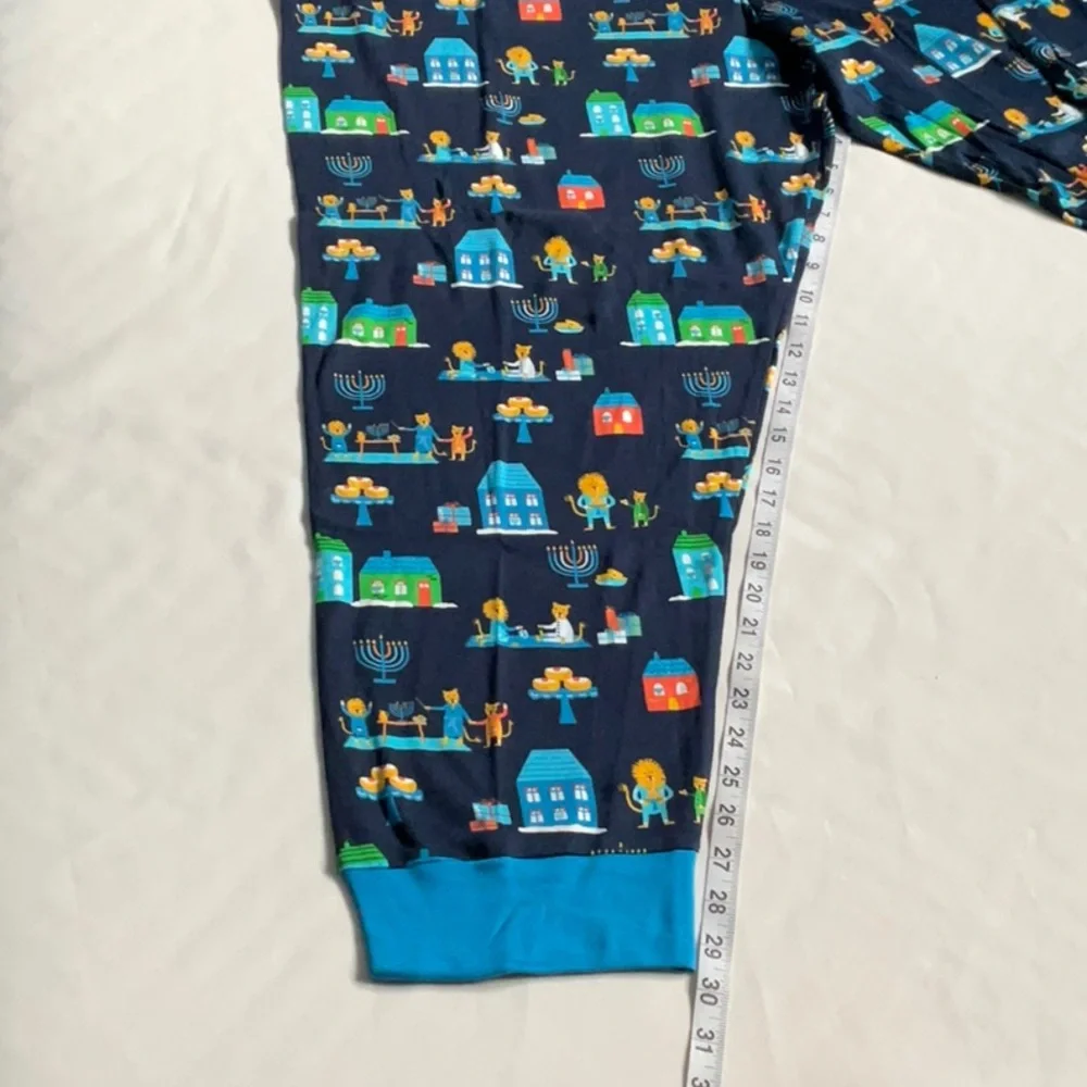 Hanukkah‎ Men’s Lions Print Matching Family Pajama Set Navy Blue Size XXL